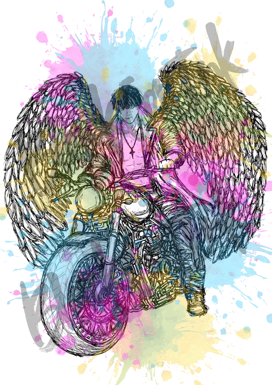 Faye King Bike Rider - A4 & A3 Size Available (Handmade)
