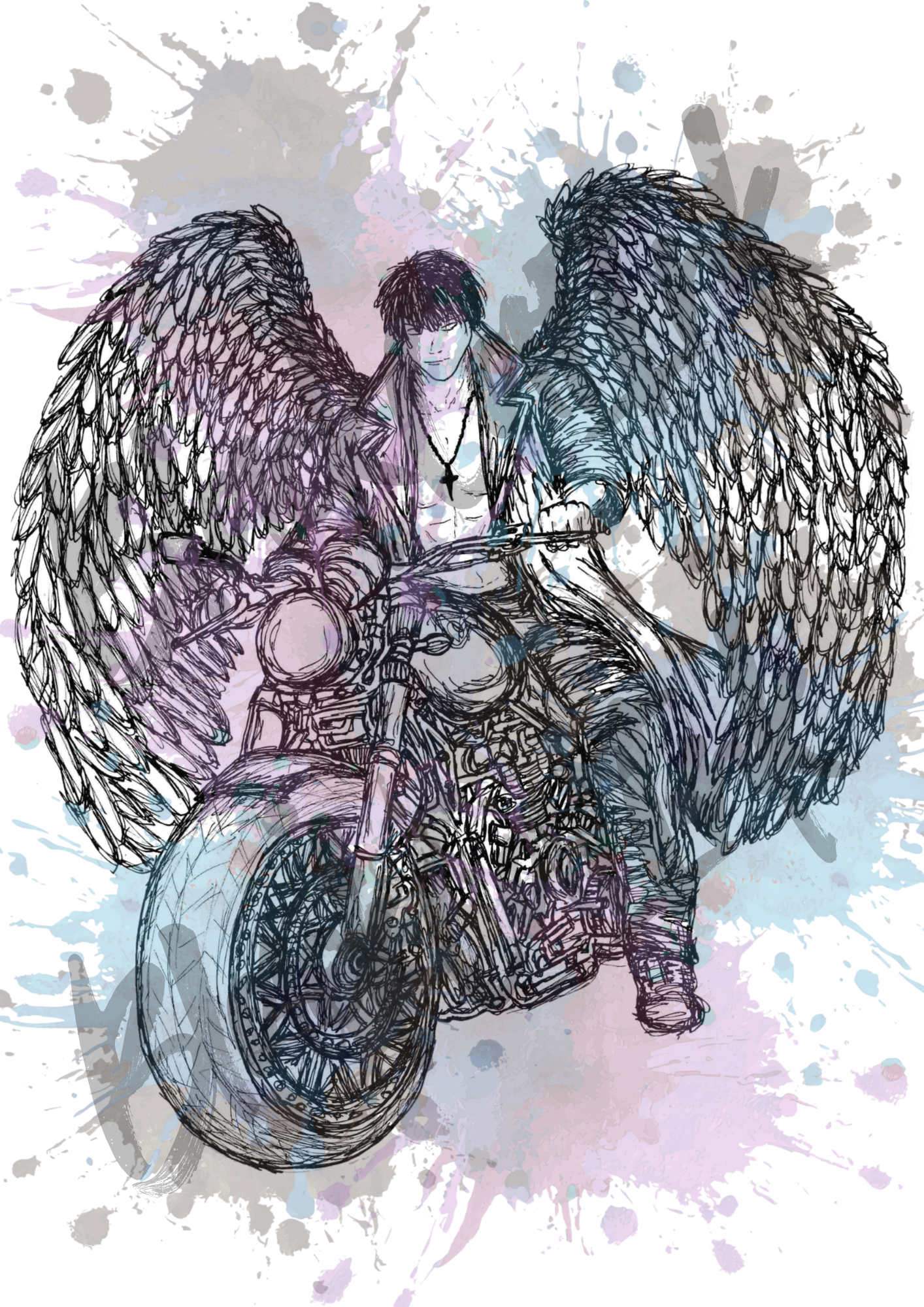 Faye King Bike Rider - A4 & A3 Size Available (Handmade)