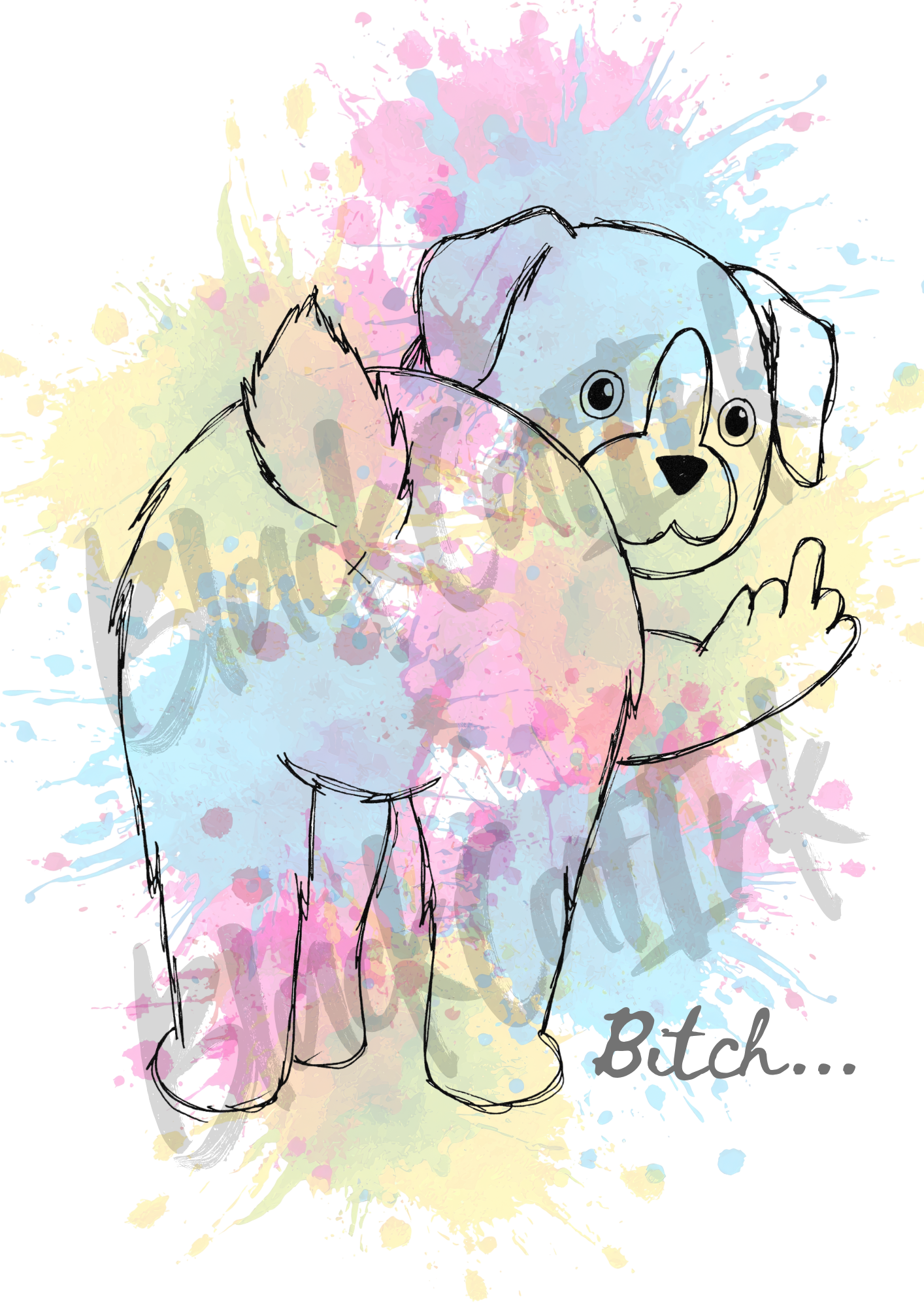 Swear Dog - A4 & A3 Size Available (Handmade)