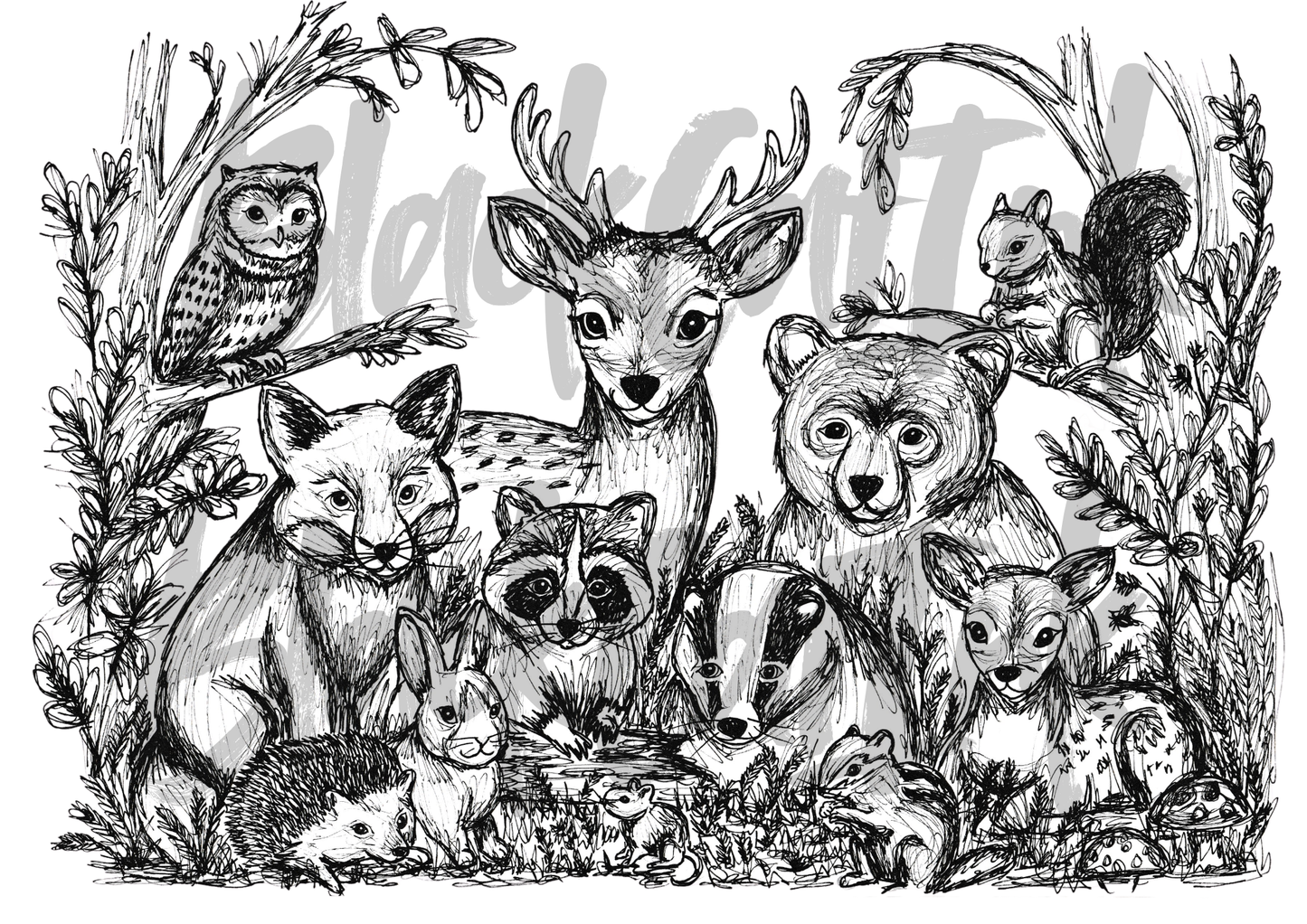 Woodland- A4 & A3 Size Available (Handmade)