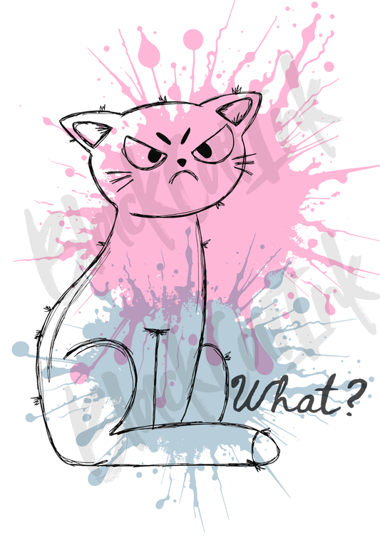Angry Cat Print - A4 & A3 Size Available (Handmade)