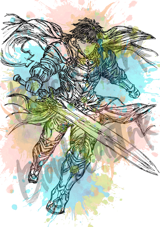 Anime Fighter (M) - A4 & A3 Size Available (Handmade)