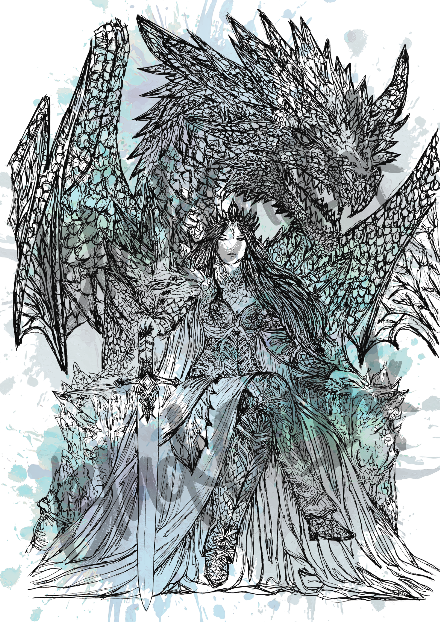 Dragon Queen - A4 & A3 Size Available (Handmade)