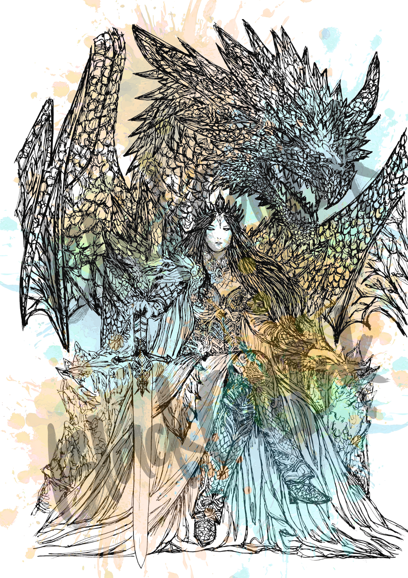Dragon Queen - A4 & A3 Size Available (Handmade)