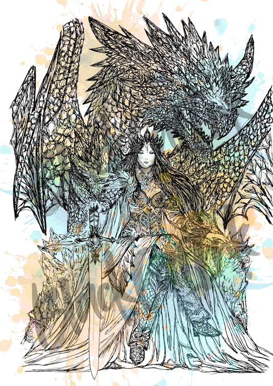Dragon Queen - A4 & A3 Size Available (Handmade)