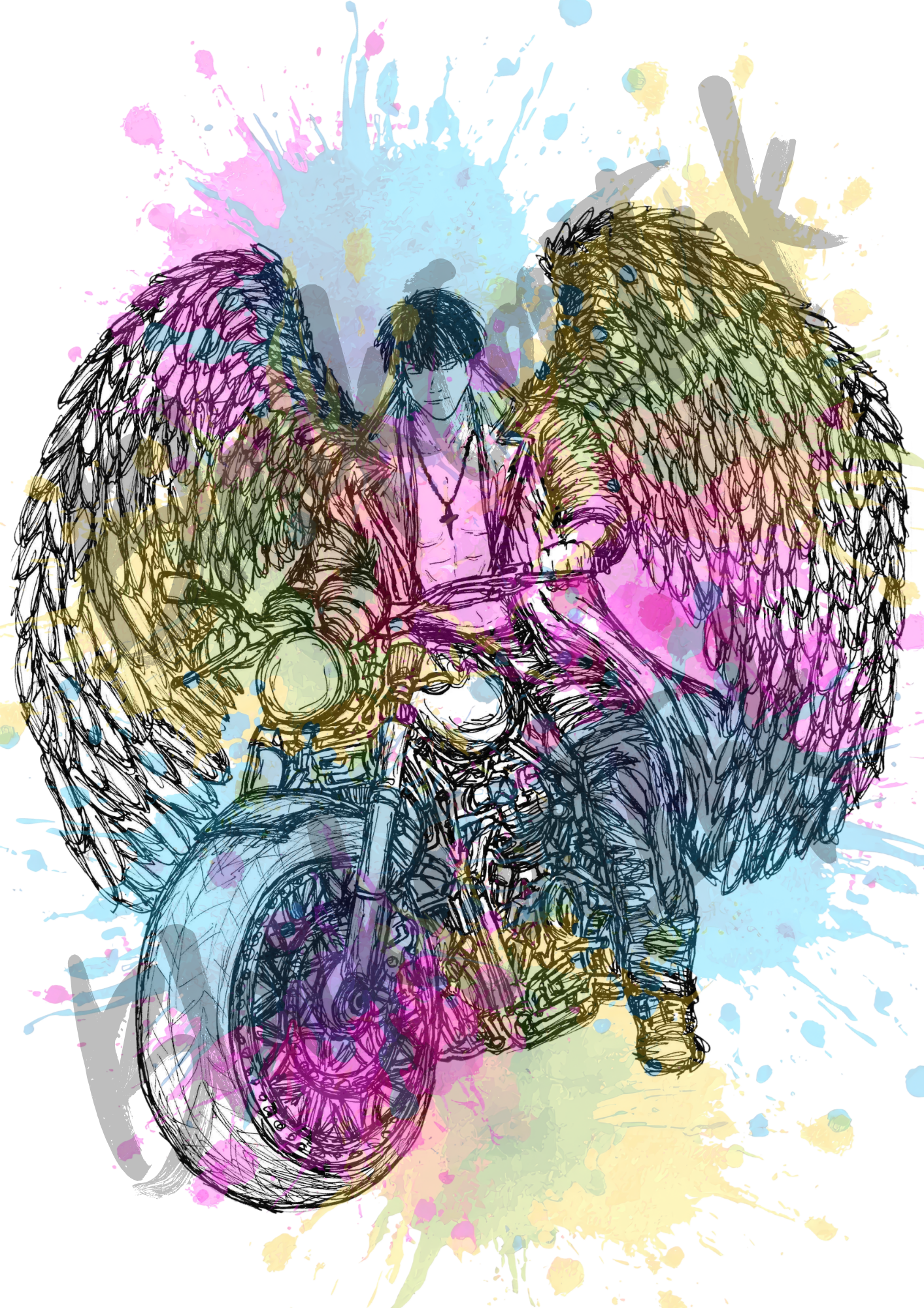 Faye King Bike Rider - A4 & A3 Size Available (Handmade)
