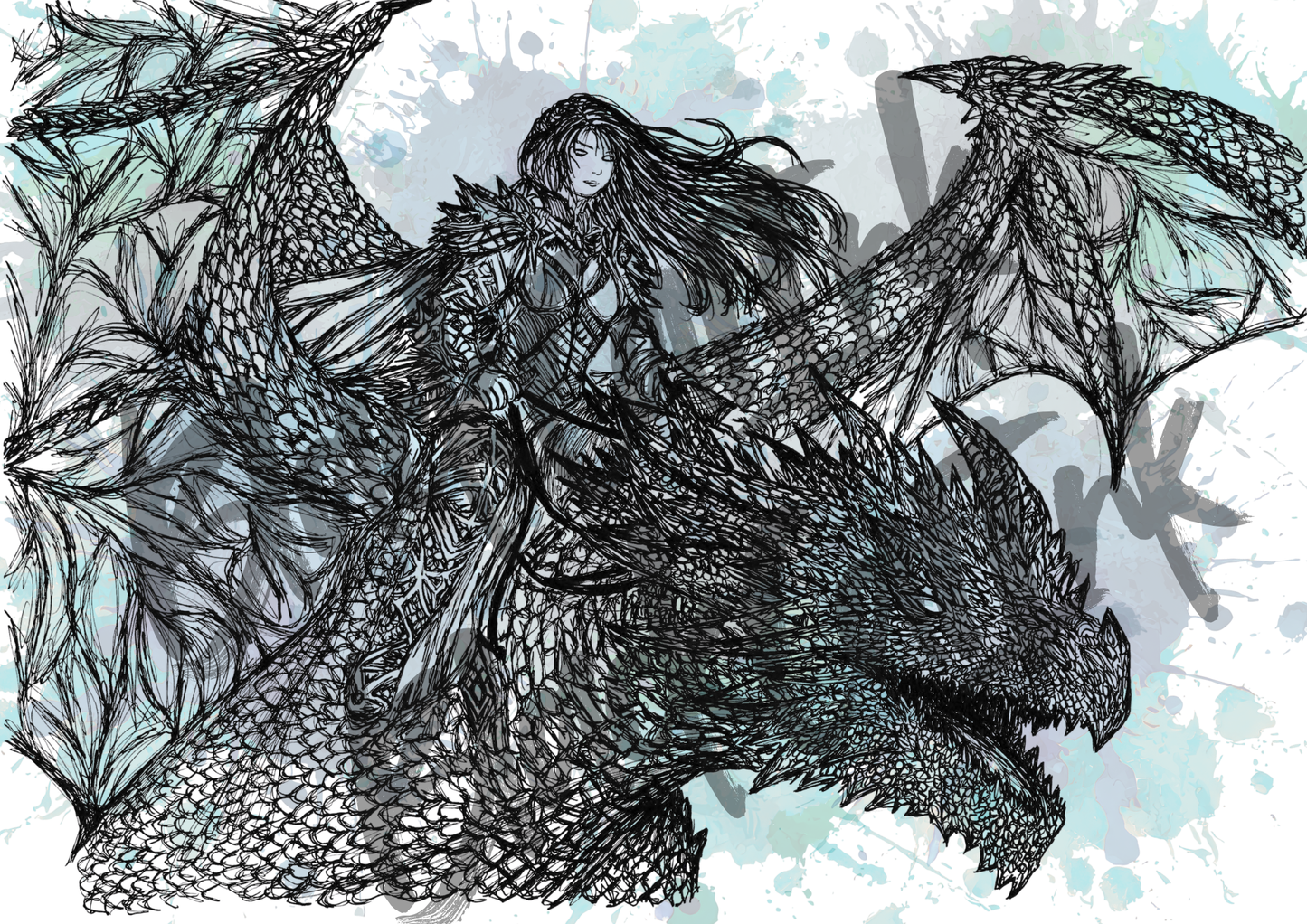 Dragon Rider- A4 & A3 Size Available (Handmade)