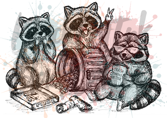 Racoons - A4 & A3 Size Available (Handmade)
