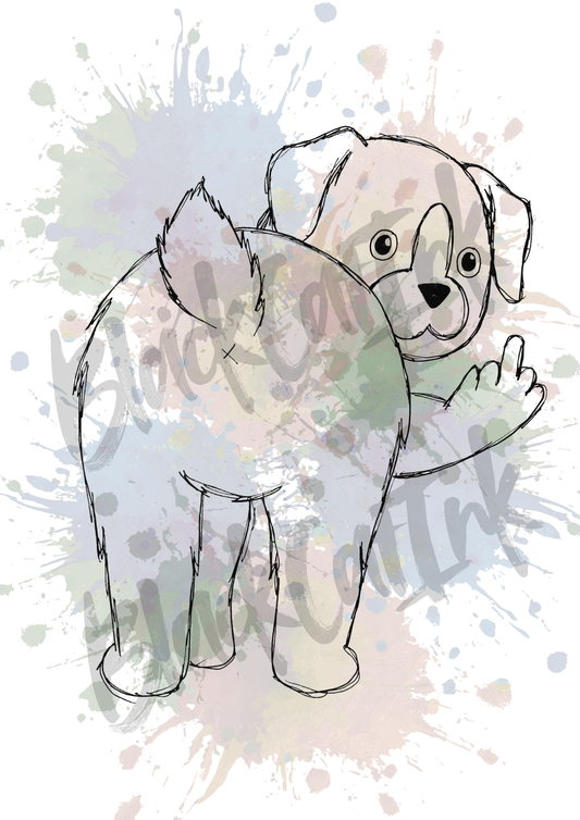 Swear Dog - A4 & A3 Size Available (Handmade)