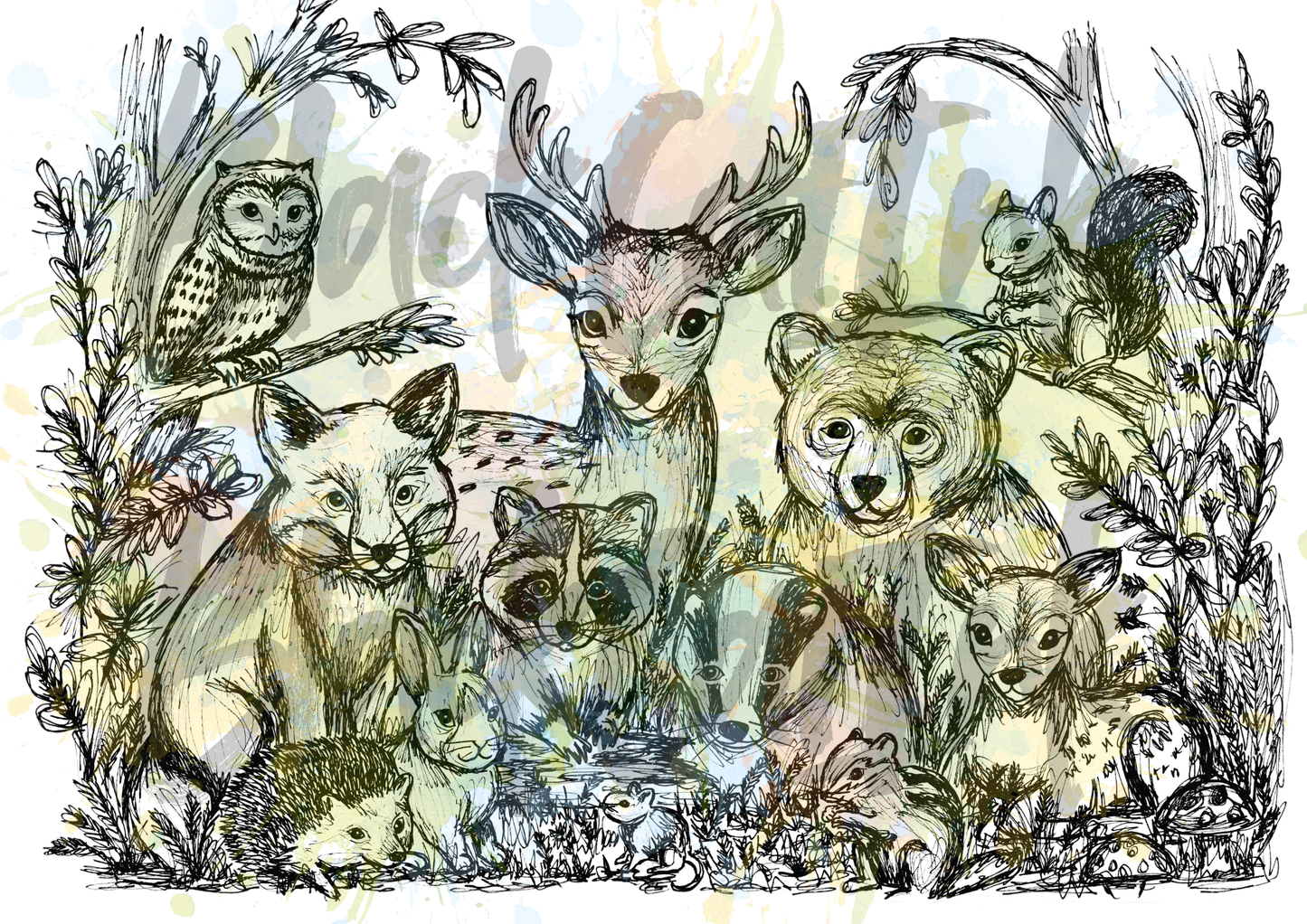 Woodland- A4 & A3 Size Available (Handmade)