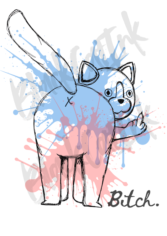 Cat Bi*ch Print - A4 & A3 Size Available (Handmade)