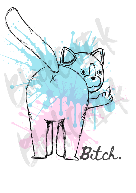 Cat Bi*ch Print - A4 & A3 Size Available (Handmade)