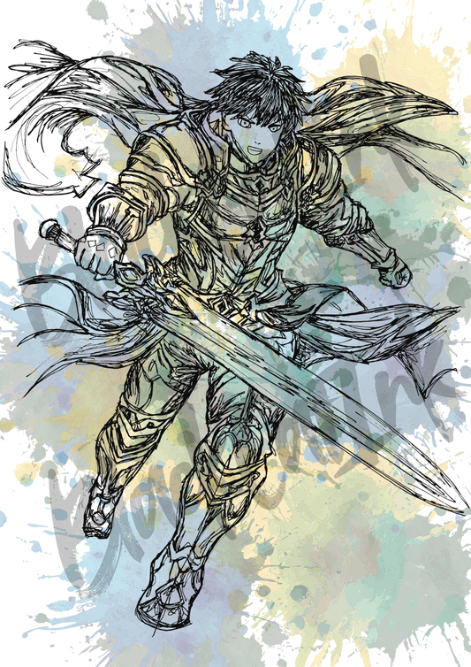 Anime Fighter (M) - A4 & A3 Size Available (Handmade)