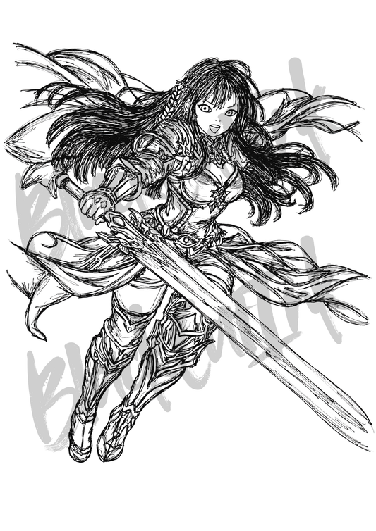 Anime Fighter (F) - A4 & A3 Size Available (Handmade)