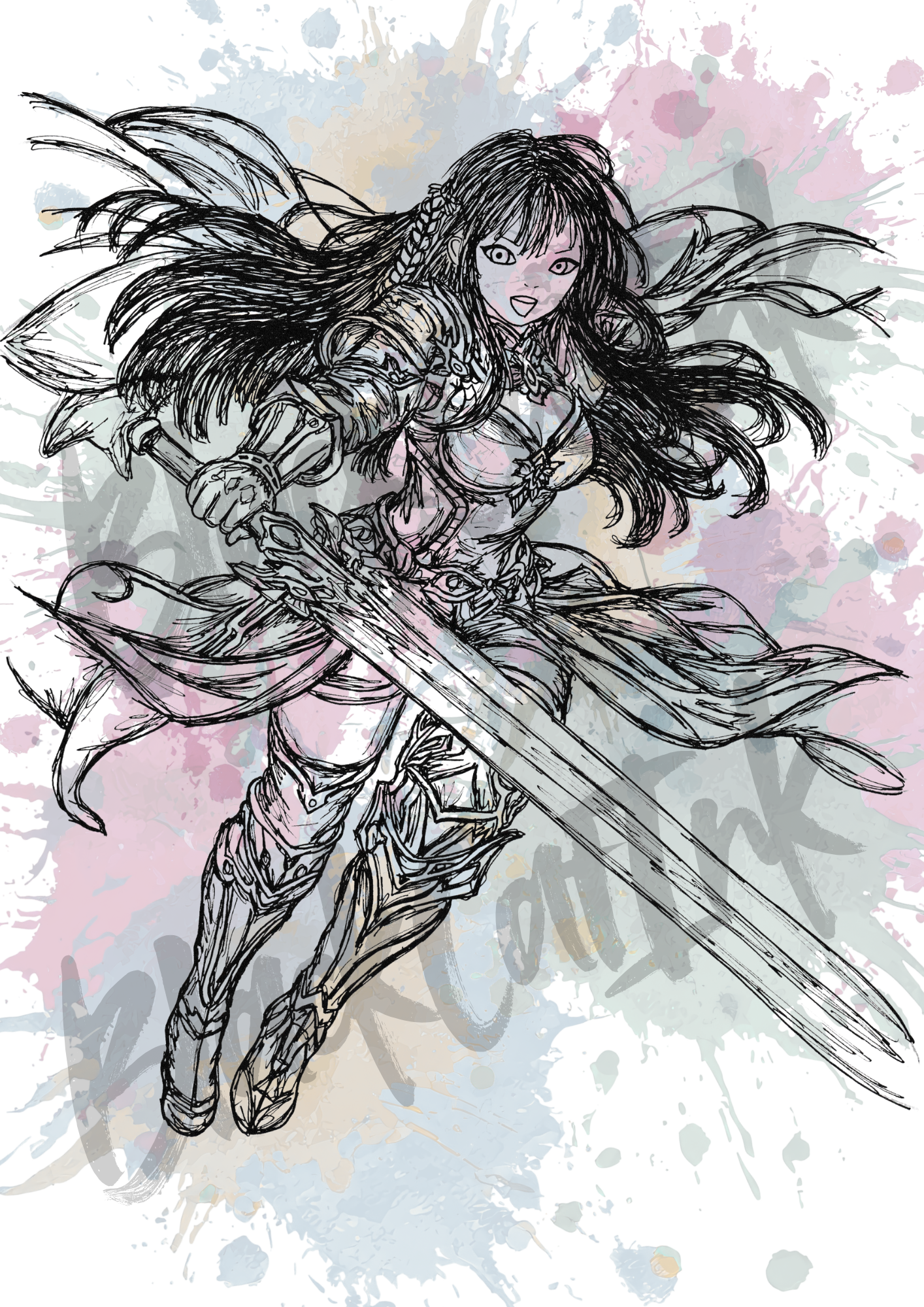 Anime Fighter (F) - A4 & A3 Size Available (Handmade)