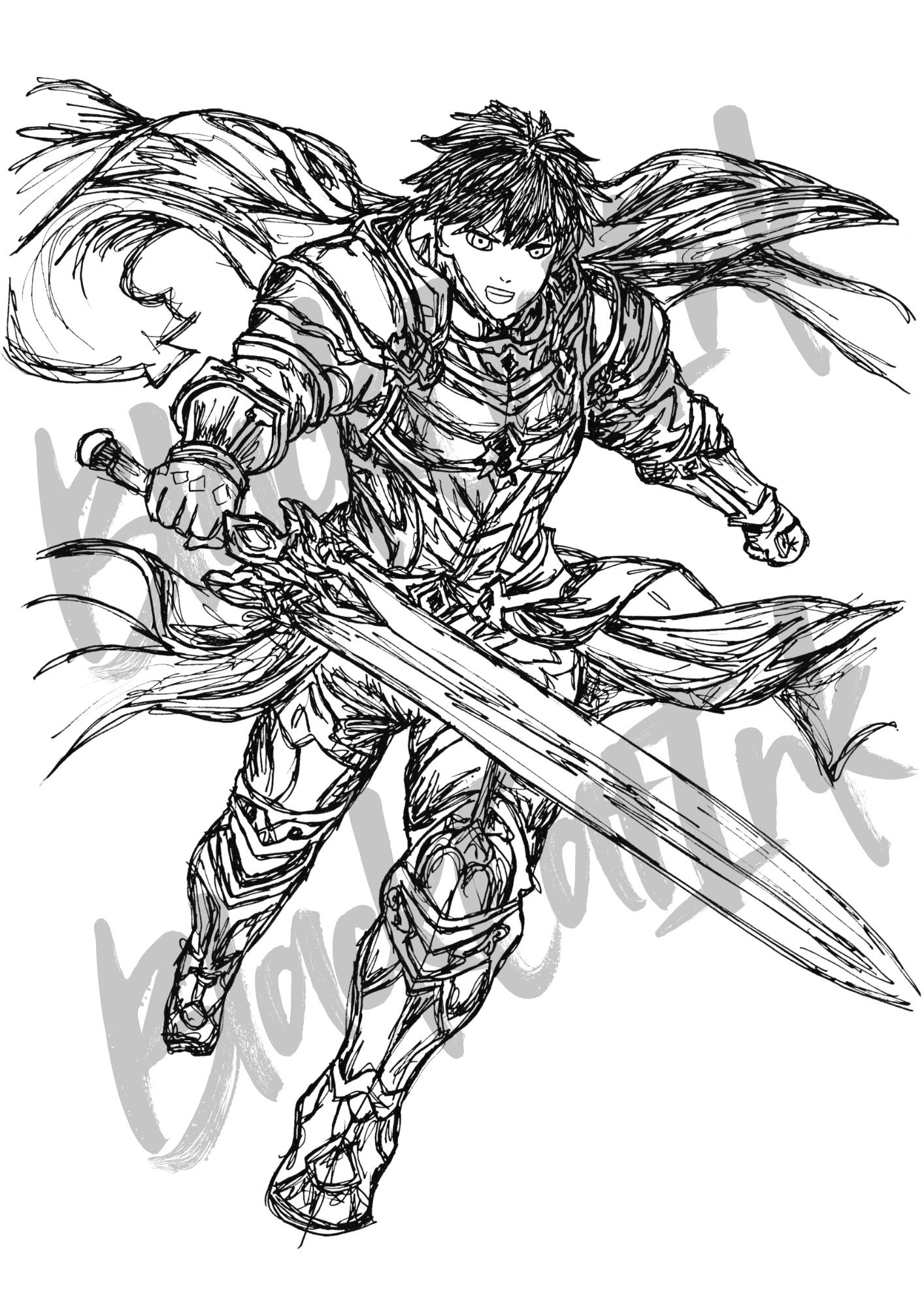 Anime Fighter (M) - A4 & A3 Size Available (Handmade)