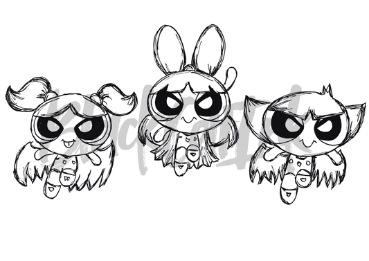 Power Puff Girls - A4 & A3 Size Available (Handmade)