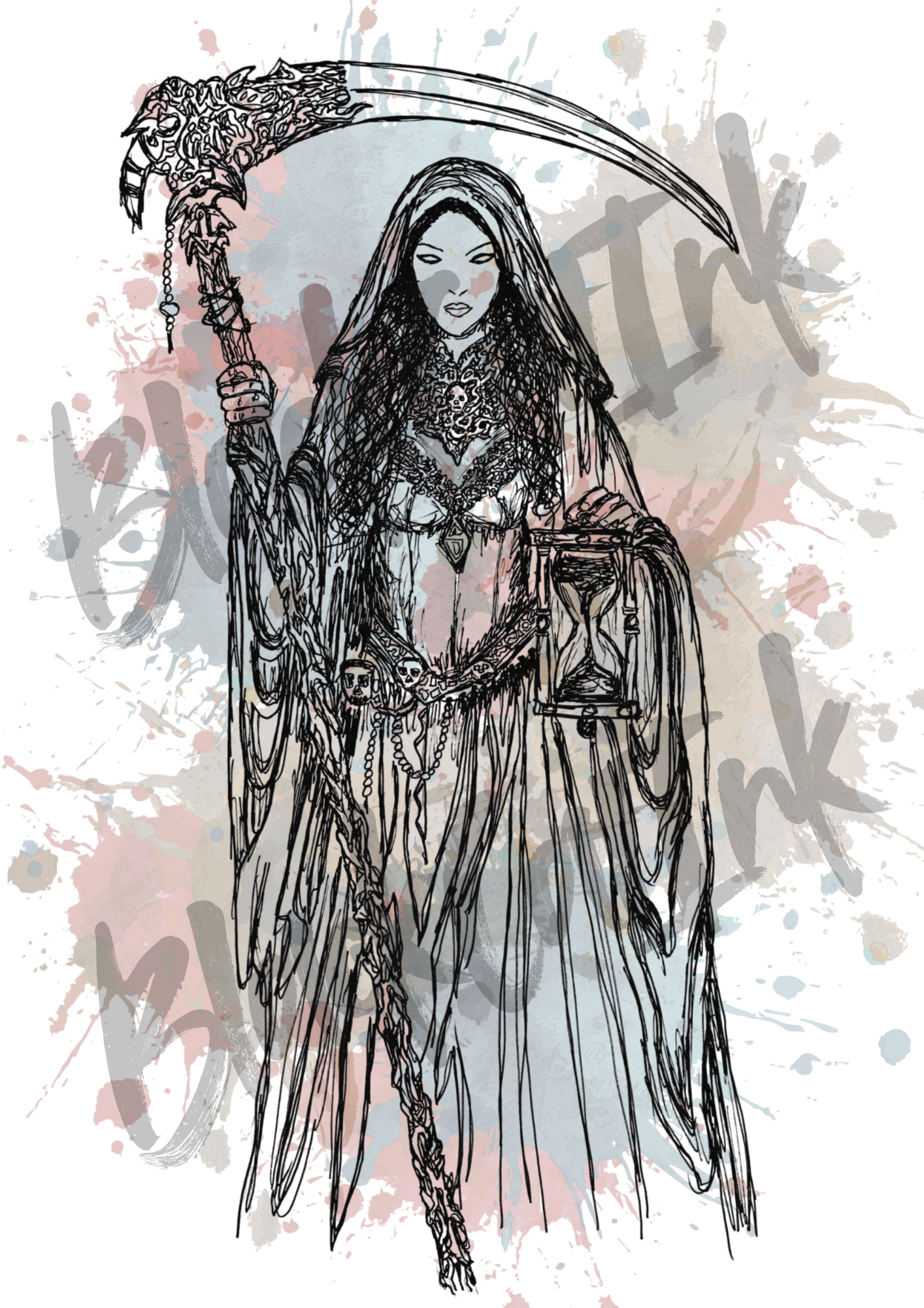 Reaper Queen - A4 & A3 Size Available (Handmade)