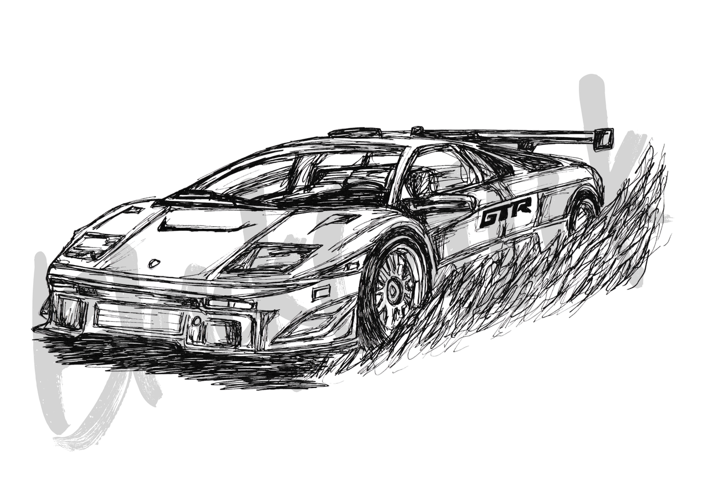 Sports Racing Car - A4 & A3 Size Available (Handmade)