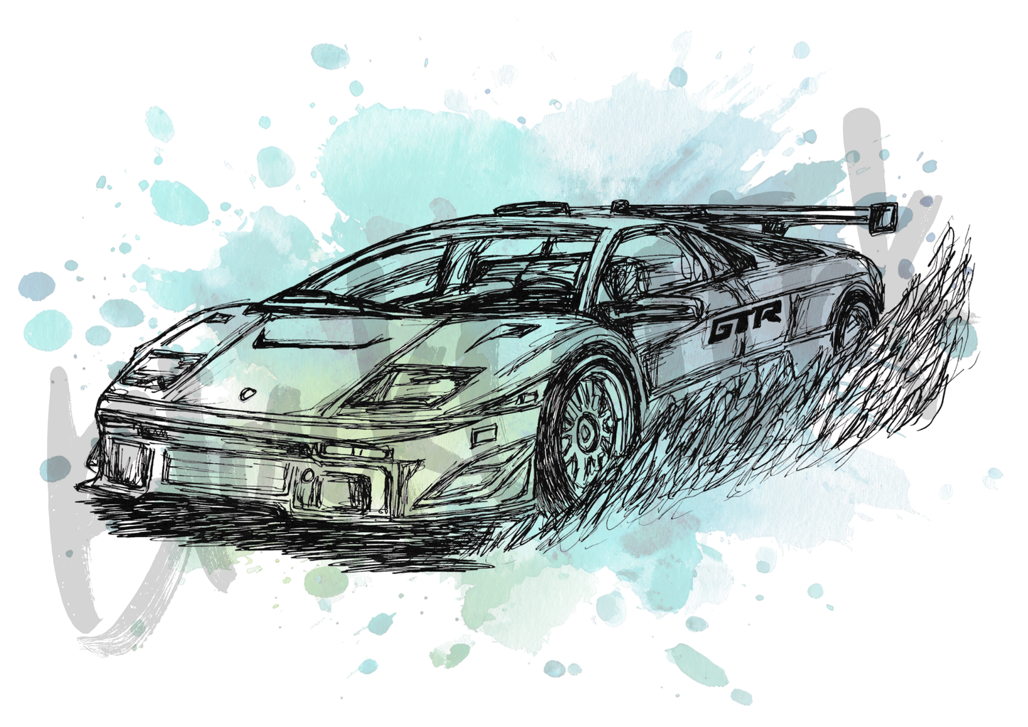 Sports Racing Car - A4 & A3 Size Available (Handmade)